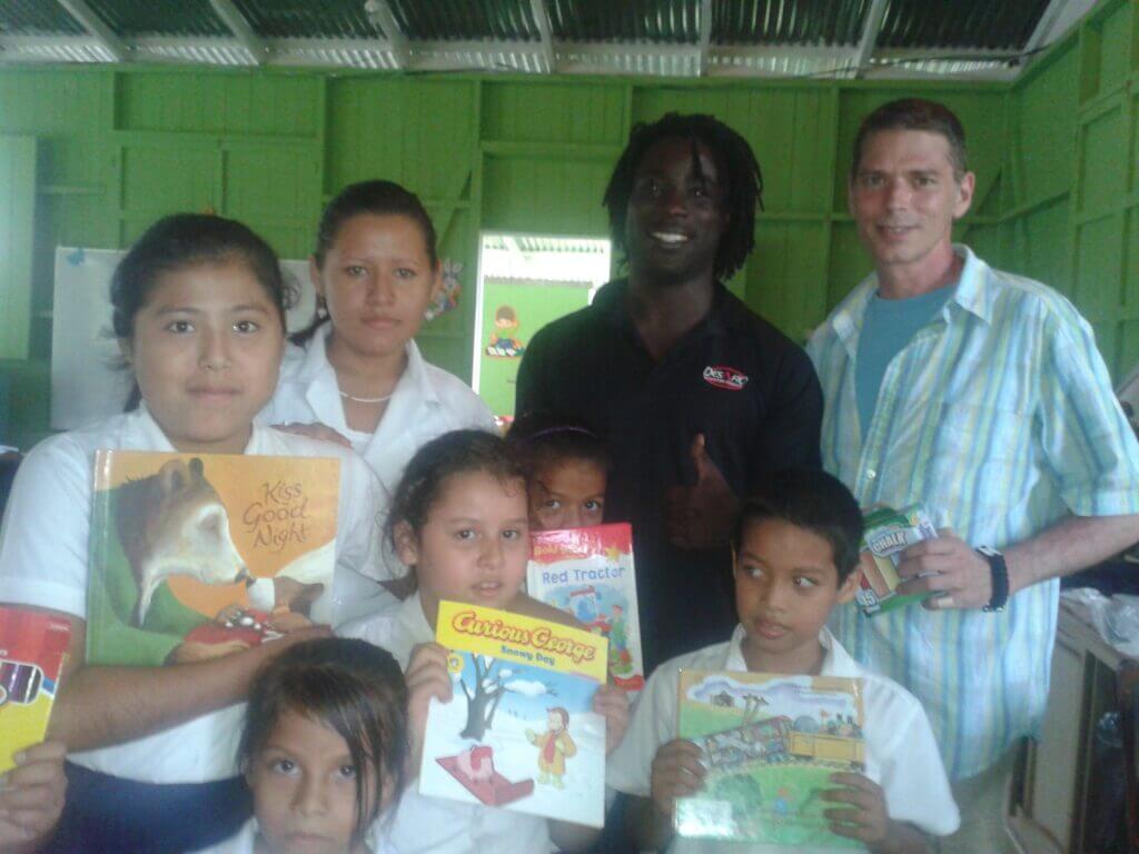 One group generously donated a series of children's English books.